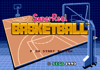 Super Real Basketball title screen for Sega Mega Drive